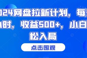 2024网盘拉新计划，每天1小时，收益500+，小白轻松入局
